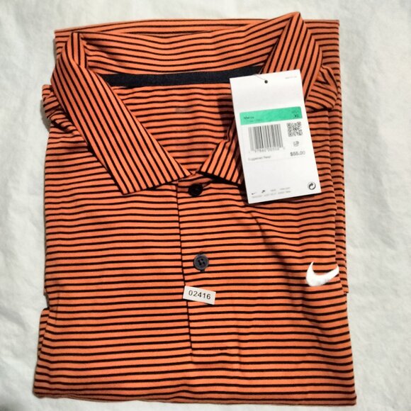 Nike Men's Dri-FIT Victory Striped Golf Polo Shirt FZ5647 809 Orange Black XL - Picture 6 of 6